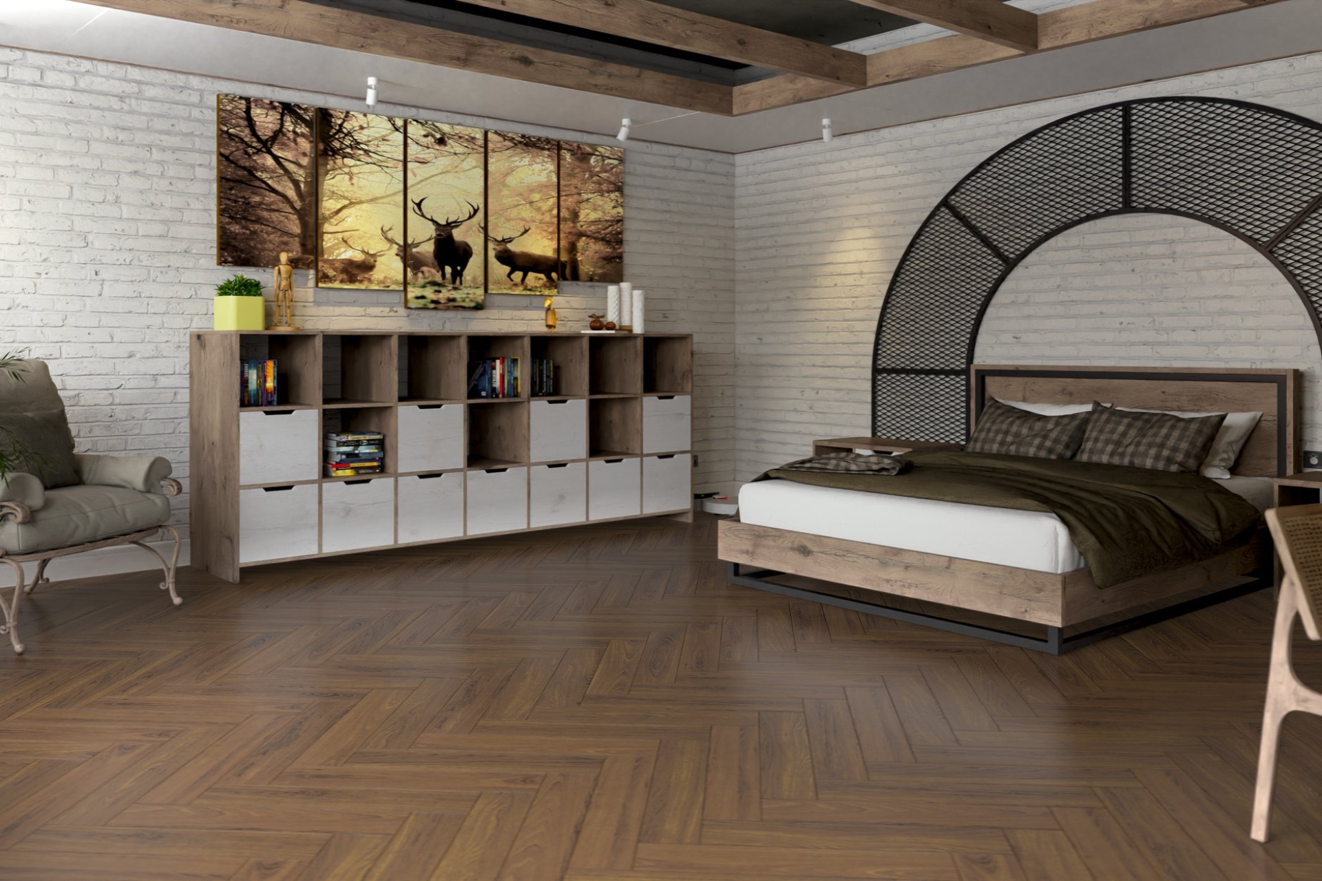 Инженерный паркет «Damy Floor» Ореховый (укладка елочкой) — купить в Курске