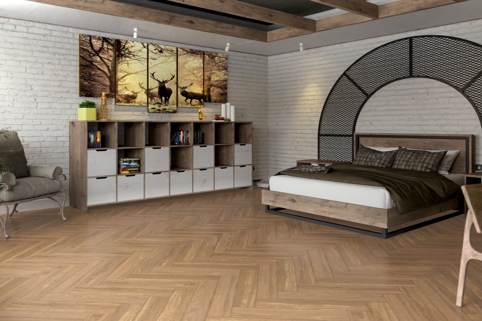 Инженерный паркет «Damy Floor» Натуральный (укладка елочкой) — купить в Курске